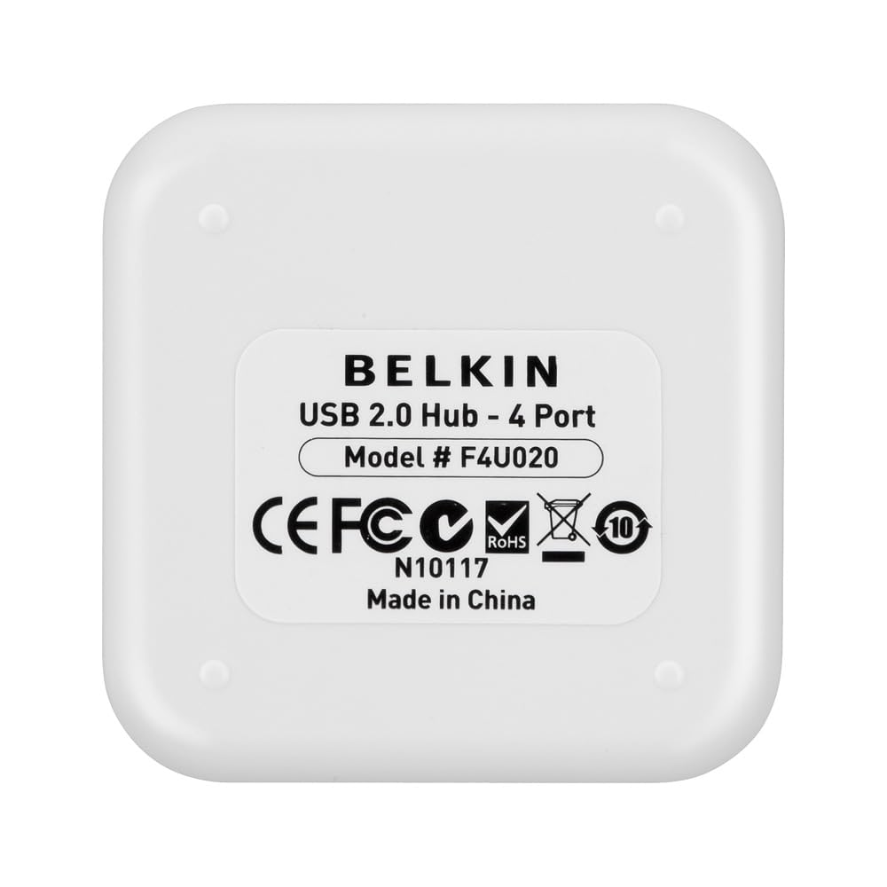 Belkin 4 Port Powered Desktop Usb Hub With Support For Usb A, Usb 2.0, And Usb 1.1, Black And White