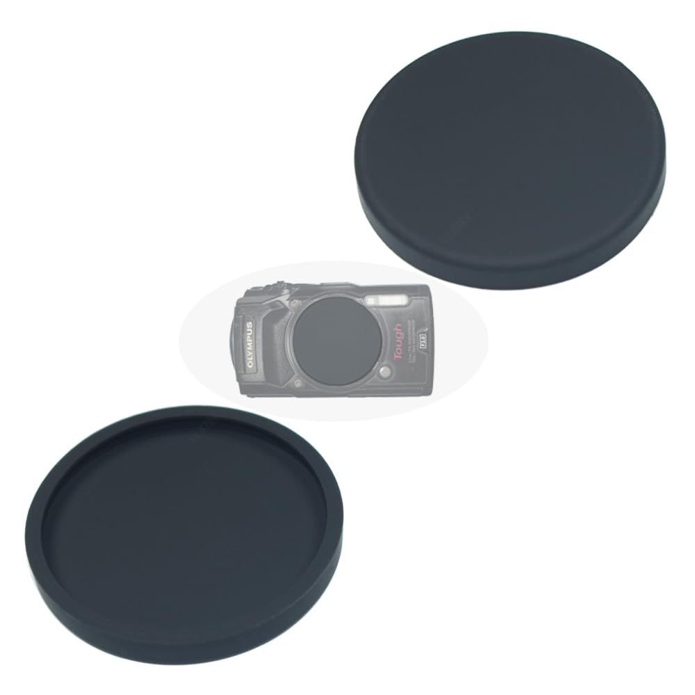 [2 Pieces] Rubber Lens Cover Cap For Olympus Tough Tg 7 Tg 6 Tg 5 Red/Black Camera, Ulbter Tg7 T6 Tg5 Lens Cap Accessory