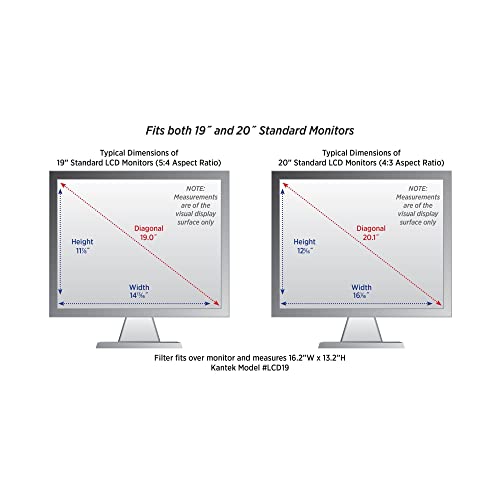 Kantek Lcd Protect Anti Glare Computer Screen Cover, Fits 19'' & 20'' (Not Widescreen) Frameless, Enhances Contrast And Color