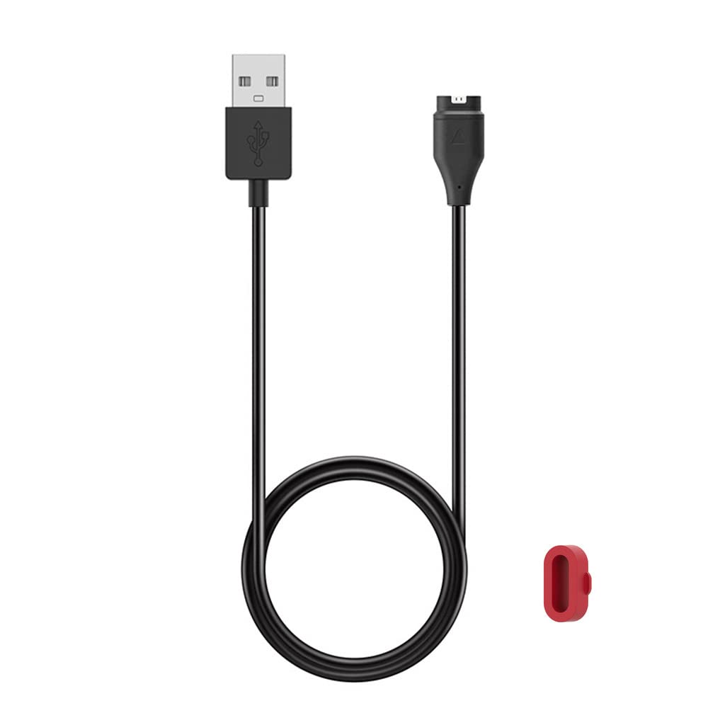 Charger For Garmin Vivoactive 3, Replacement Charging Cable Cord Plus A Red Silicone Charger Port Protector Anti Dust Plug For G