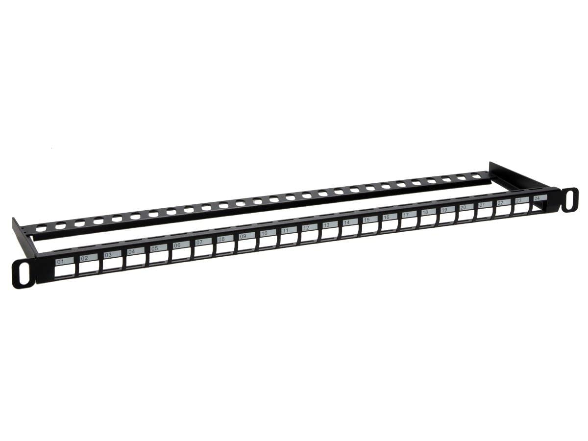 Monoprice 24-Port Blank Keystone Utp Patch Panel, Half-U, With Wire Support Bar
