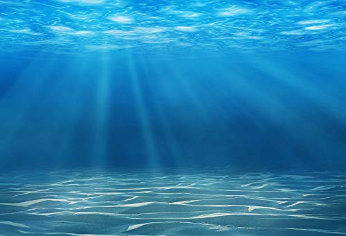 Laeacco Underwater World Background 7X5Ft Photography Background Undersea Sunlight Deep Blue Water Sun Ray Backdrop Seabed Child