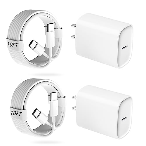 Iphone 15 Charger Fast Charging, 20W Usb C Fast Charger Block With 10Ft Long Usb C Charging Cable Cord For Iphone 15/15 Pro/15 P