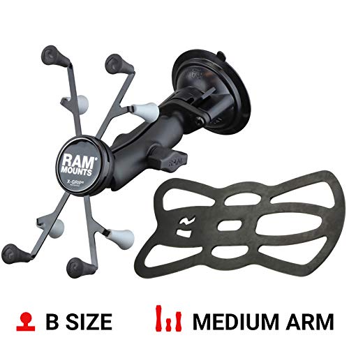 Ram Mounts Ram-B-166-Un8U X-Grip With Ram Twist-Lock Suction Cup Mount For 7-8 Tablets With Medium Arm For Vehicle Windshields
