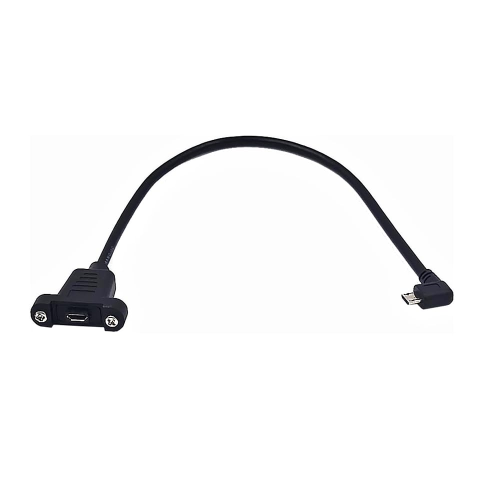 Kework 0.3 Meter Micro Usb Extension Cable, 90 Degree Right Angle Micro Usb 5 Pin Male To Micro Usb Female Screw Mount Extender