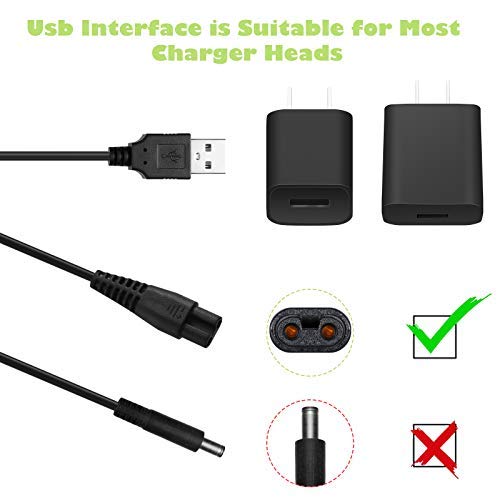 Honoson Head Shaver Power Cord Replacement Shaver Charger Cord Usb Cable Usb Data Line And 5 Pieces Cleaning Brush Clipper Brush