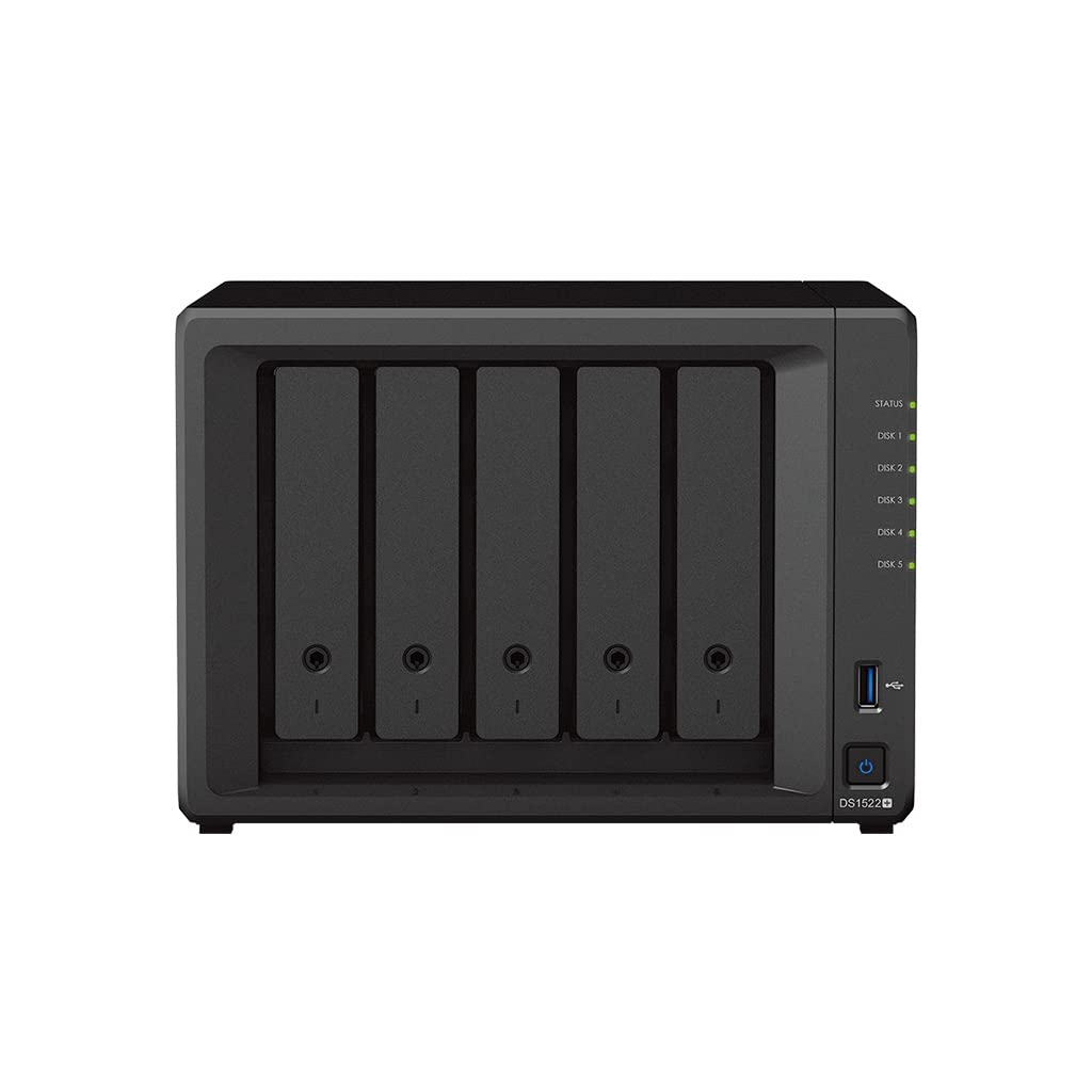 Synology Ds1522+ 5-Bay Diskstation Nas (Amd Ryzen R1600 8Gb Ram 4Xrj-45 1Gbe Lan-Port) 5-Bay 30Tb Bundle With 5X 6Tb Wd Red Plus