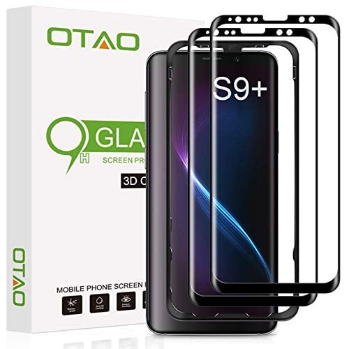 Otao Galaxy S9 Plus Screen Protector Tempered Glass (2 Pack), 3D Curved Dot Matrix [Full Screen Coverage] Glass Screen Protector