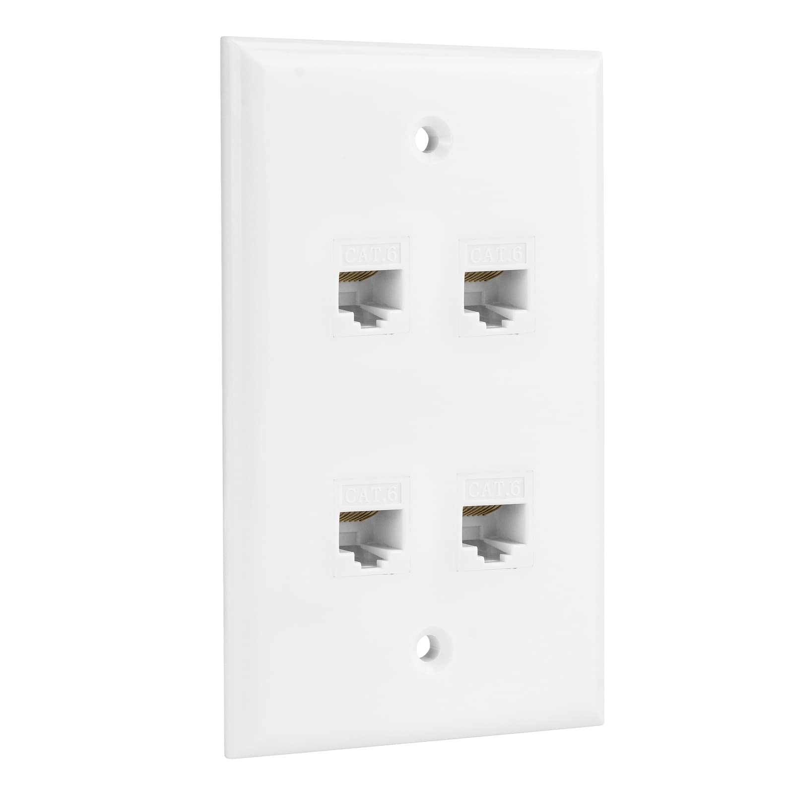 Ethernet Wall Plate, 4 Port Cat6 Female To Female Wall Jack Network Rj45 Keystone Wall Outlet