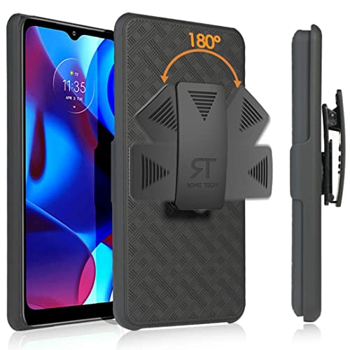 Rome Tech Case With Belt Clip For Moto G Power 2022 6.5'' [Not For 2021] Slim Heavy Duty Shell Holster Combo   Rugged Phone Cove