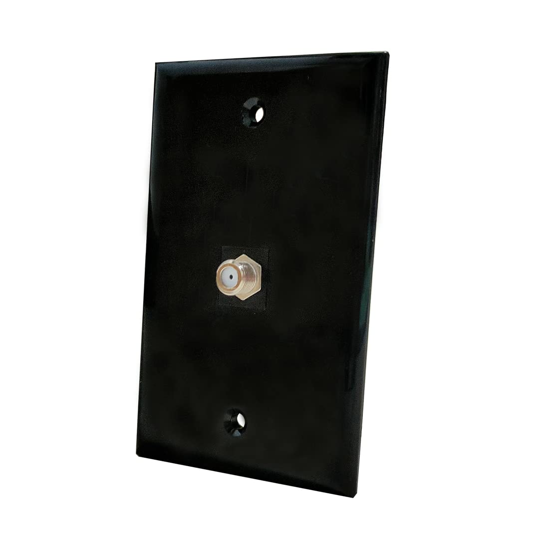 Bupldet 1 Port Coax Cable Wall Plate Black   Single Gang Tv Coax F Type Outlet Cover Plate For Coaxial Cable