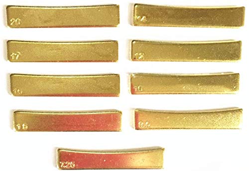 Jiayouy 9Pcs Brass 7.25, 9.5, 10, 12, 14, 15, 16, 17, 20 Radian Guitar Fret Press Caul Inserts Luthier Tool For Acoustic Electri