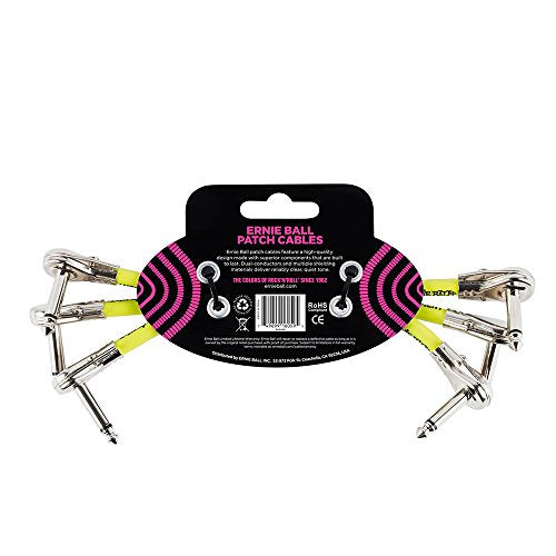 Ernie Ball 6059 6'' Flat Angle/Flat Angle Patch Cable 3 Pack   Black