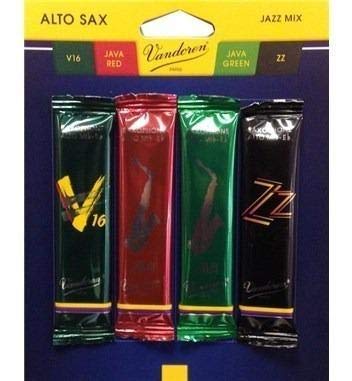Vandoren Srmixa35 Alto Sax Jazz Reed Mix Card Includes 1 Each Zz, V16, Java And Java Red Strength 3.5