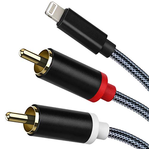 Lightning To Rca Cable Audio Aux Adapter, Stereo Y Splitter Adapter For Select Iphone, Ipad And Ipod Models For Power Amplifier,