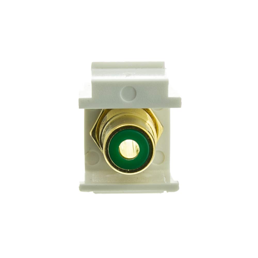 Cablewholesale Gold Plated Rca Female To Rca Female, Green Rca Coupler Adapter With White Keystone Insert, Green Rca Jack Connec