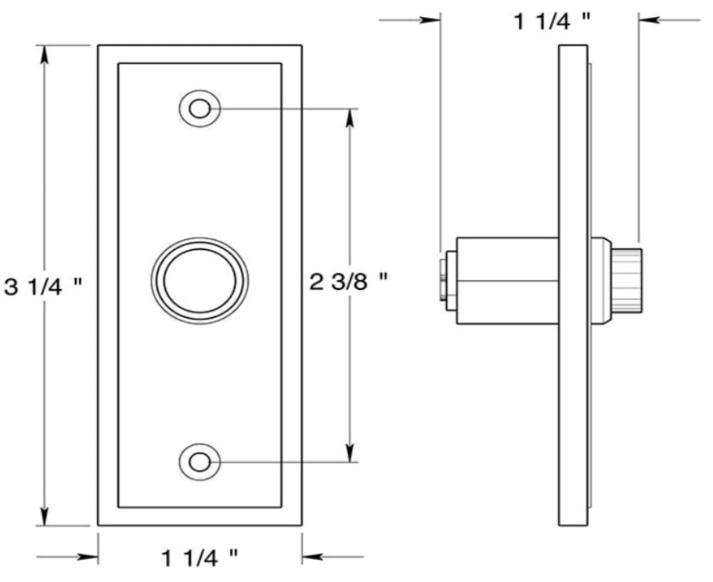 Deltana Bbs333U15 Bell Button, Rectangular Contemporary, Satin Nickel Finish
