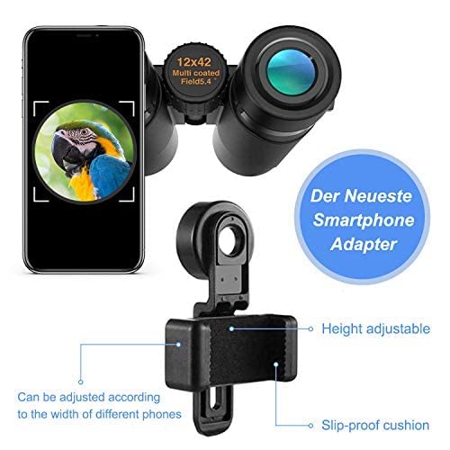 Kylietech 12X42 Binoculars For Adults With Universal Phone Adapter, Hd Waterproof Fogproof Compact Binoculars For Bird Watching,