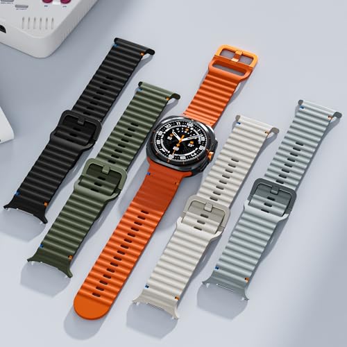 Sport Band Compatible With Samsung Galaxy Watch Ultra Band 47Mm,No Gap Soft Silicone Bands For Galaxy Watch 7 6 5 4 Band 40Mm 44