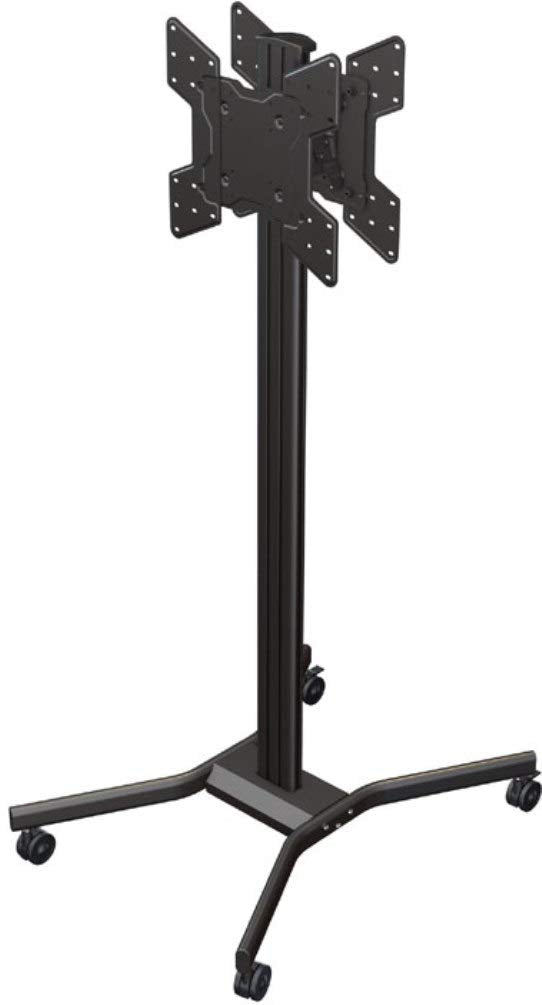 Crimson AV M55DV Mobile Back-to-Back Display Cart with Height and Tilt Adjustment for 32' to 55' LED, LCD, or Plasma Displays, Black; 200lb (90kg) Mount Weight Capacity; Dual Screens Supported