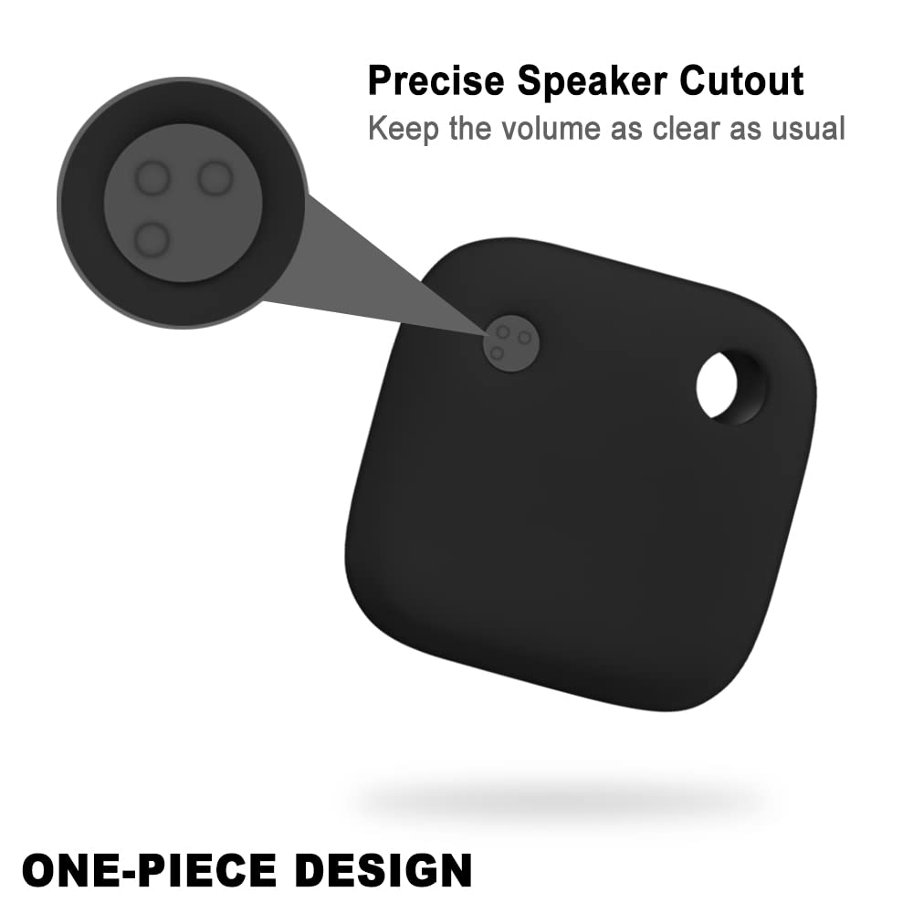 Geiomoo Silicone Case For Tile Mate 2022 Tracker, Soft Flexible Scratch Resistant Cover With Carabiner (Black)