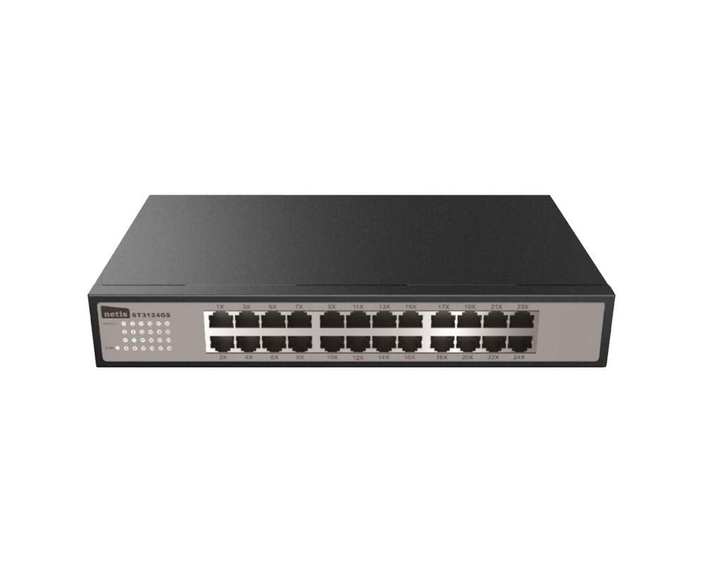 Netis St3124Gs 24 Port Gigabit Un-Managed Switch, Metal Case, Standard Mounting
