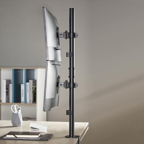 Jin Office Dual Monitor Stand Vertical |Supports 1332 Inch Screen| 10Kg Weight Cap. Per Screen |Adjustable Stacked Dual Monitor
