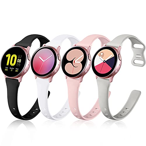 Geak Compatible With Galaxy Watch 6 Band/Galaxy Watch 5/4 Band 40Mm 44Mm/Classic 42Mm 46Mm,20Mm Slim Silicone Band For Samsung W