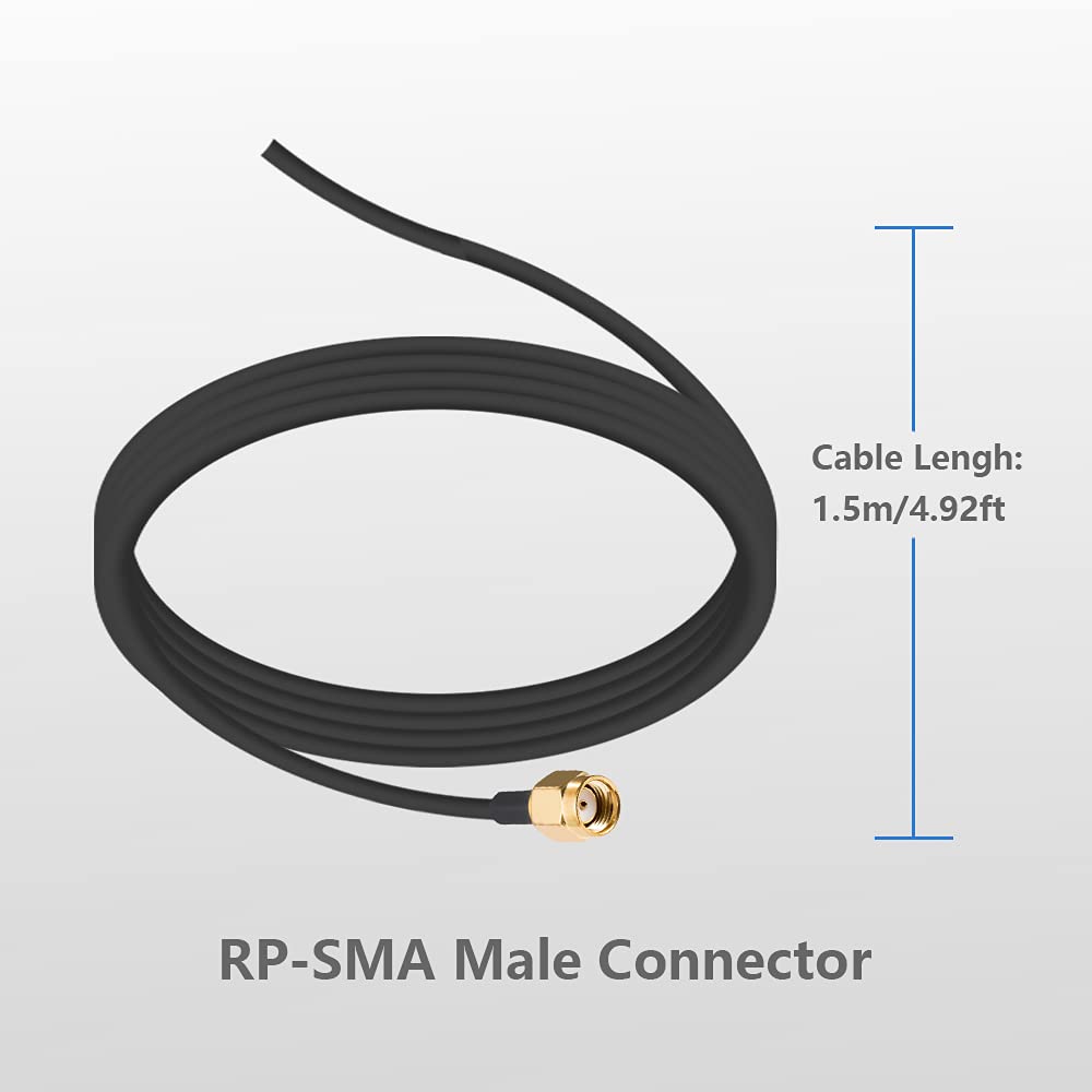 Pobady Wifi Antenna 2.4G /5G/5.8G Dual Frequency 12Dbi Mimo Omnidirectional Signal Booster Magnetic Base Rp Sma Adapter 1.5M 4.9