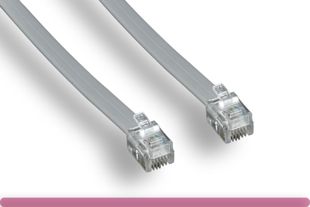 Riteav   125Ft (38.1M) Rj12/M To Rj12/M 6P6C Straight For Data Phone Line Cord   Gray
