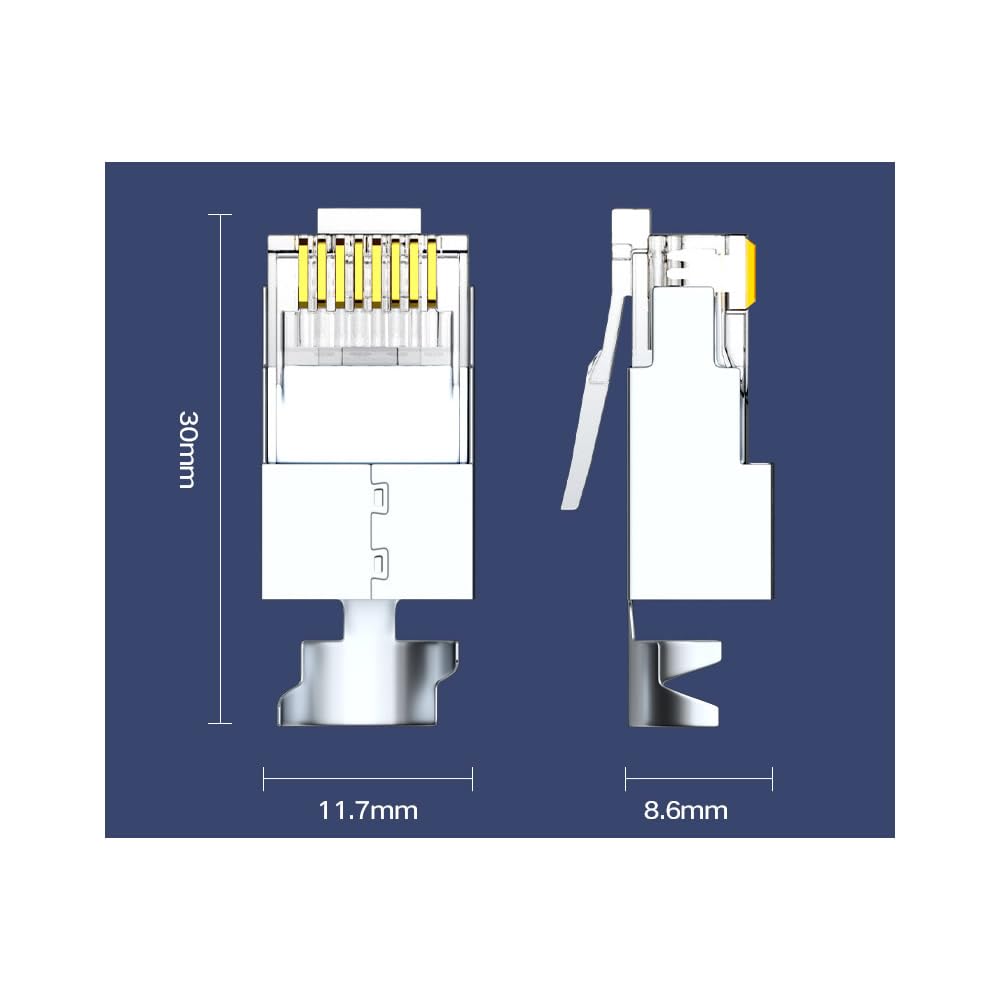 50 Pcs Cat7 Cat7A Rj45 Connectors, Cat7 Cat7A Rj45 Plugs, Sheilded Rj45 8P8C Cat7/Cat7A Up To 10Gbps For Ethernet Lan Cable, Silver