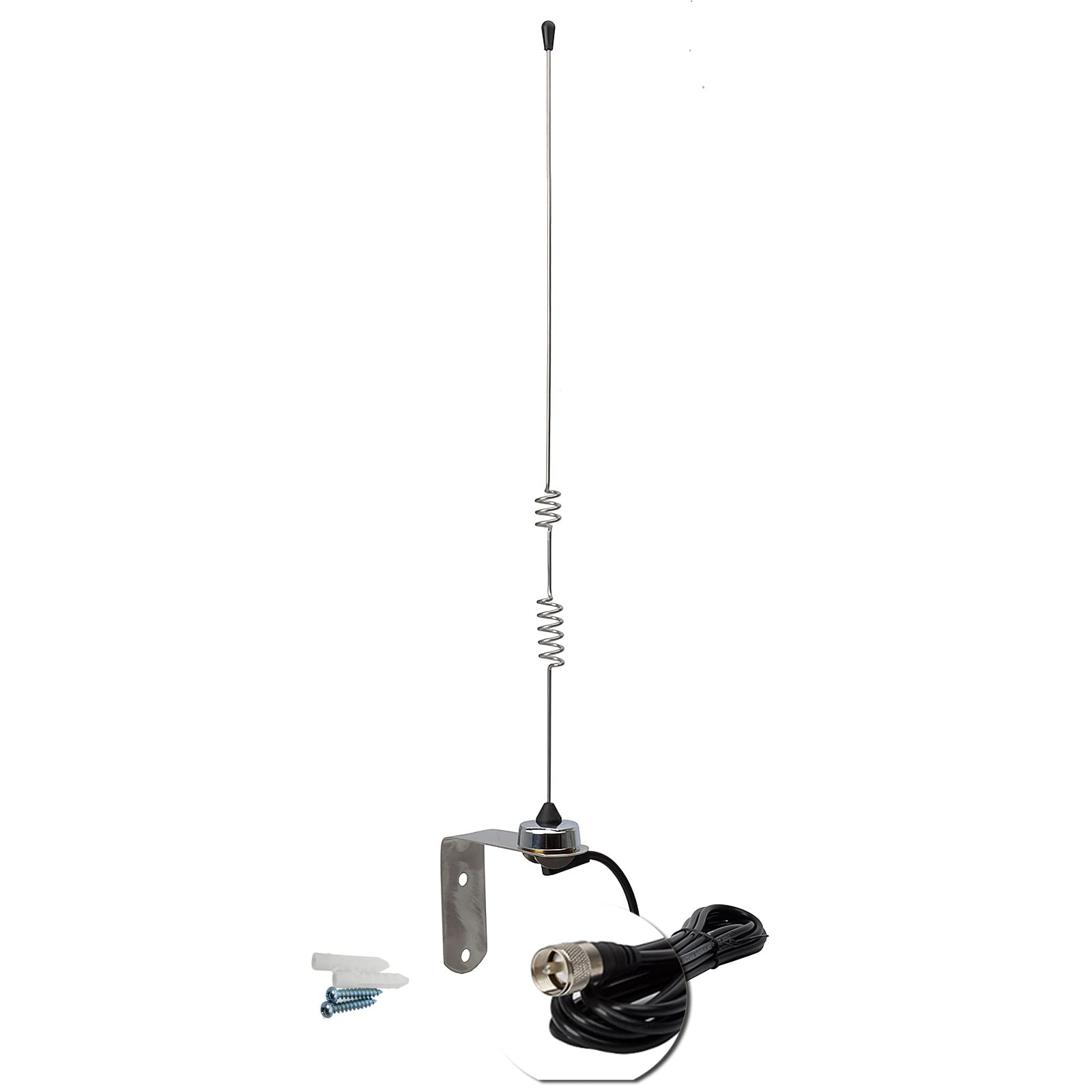 Hys Dual Band Nmo Antenna, Vhf/Uhf Pre Tuned Amateur, W/13Ft Low Loss Rg58/U Coaxial Cable With Uhf Male(Pl259), Stainless Steel