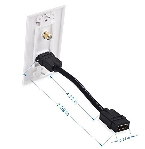 Cable Matters 2 Pack 1 Port HDMI Wall Plate in White (4K UHD, ARC, and Ethernet Pass Thru Support)