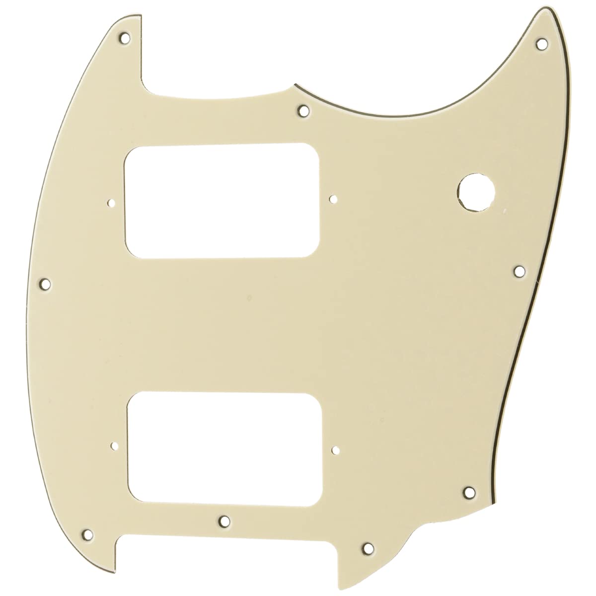Musiclily Pro 9 Holes Round Corner Hh Guitar Pickguard 2 Humbuckers For Squier Bullet Series Mustang Electric Guitar, 3Ply Cream