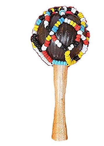 JAPS BIZ Handmade Wooden MARACAS Indian Folk Musical Instrument with Beads and Handle