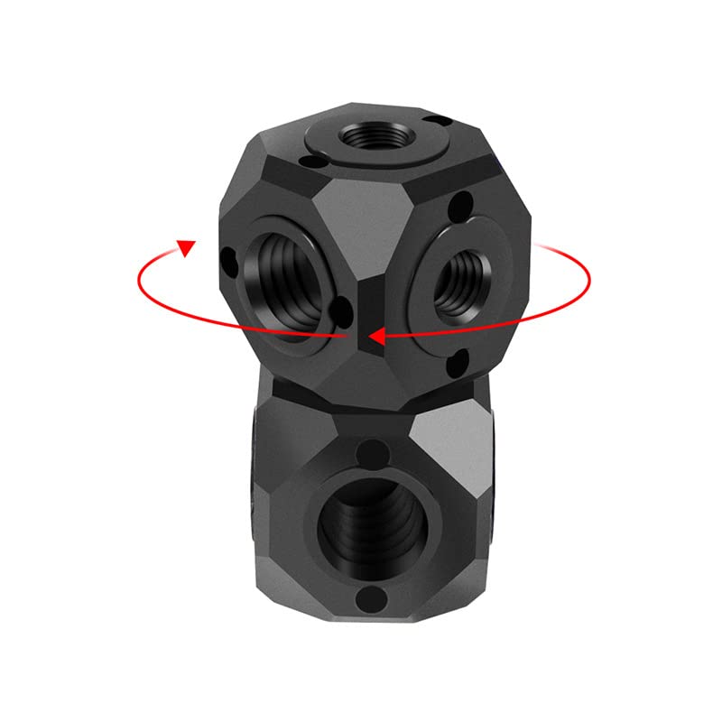 Funmax Double Deck Adjustable Mini Hexahedron Cold Shoe Extension Mount Adapter With 1/4'',3/8''  Screw Hole Tripod Mount For Go