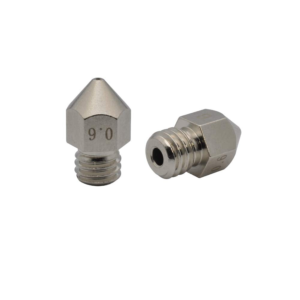 Polisi3D 2Pcs Mk8 Plated Wear Resistant Brass Nozzle 0.6Mm Compatible With 1.75Mm Makerbot Mk8 Extruder, Creality Cr10, Ender 3