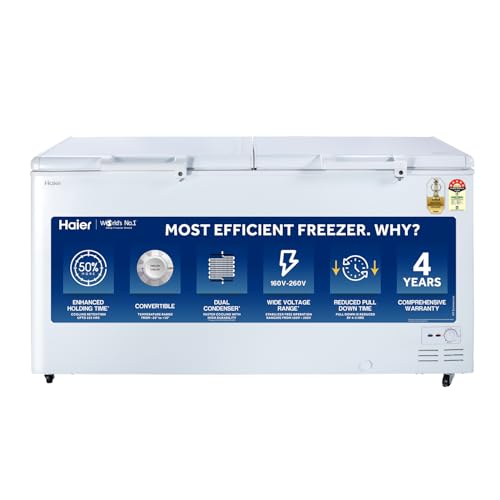 Haier Hfc588M5, 5 Star Rating Double Door Convertible Deep Freezer, 5 Side Freezing, Dual Condenser, Inside Metal Liner With 4
