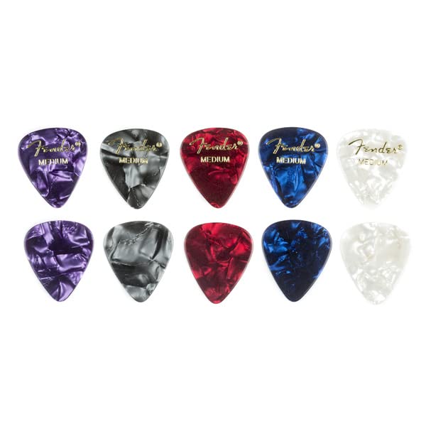 Fender Classic Celluloid Guitar Picks 351 Shape, Guitar Accessories, Confetti, Medium, 12 Pack
