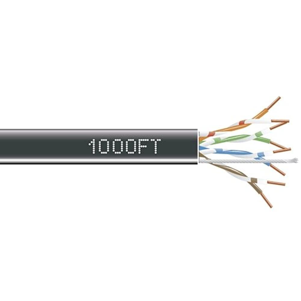 Black Box Eyn861A Pb 1000 Gigabase 350 Cat5E, 350 Mhz Solid Bulk Cable, Pvc, Black, 1000 Ft. (304.8 M)