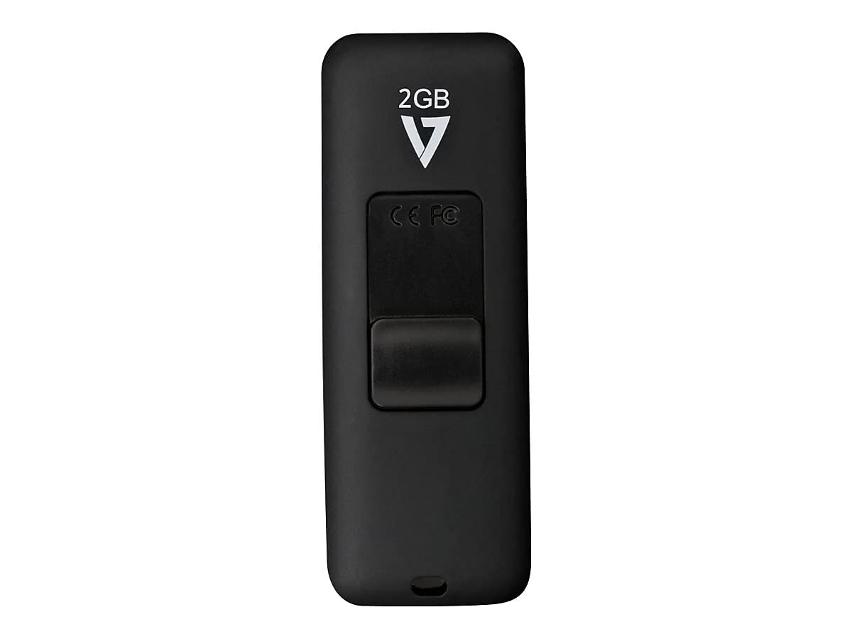V7 2GB USB 2.0 Flash Drive with Retractable USB Connector   VF22GAR 3N, Black