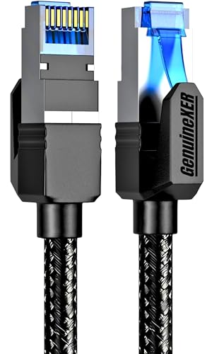 Genuinexer Premium Cat 8 Ethernet Cable Up To 40Gbps 2000Mhz | Copper Core + F/Ftp Braided High Speed Rj45 Lan Cable | Network C