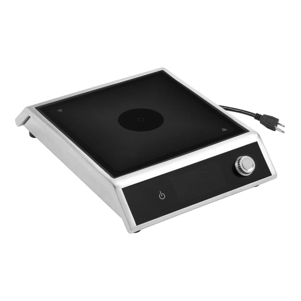 Vollrath MPI4-1800 Countertop Medium-Power Induction Range with Knob Control, 1800W, Stainless Steel and Glass Top, Touch Screen