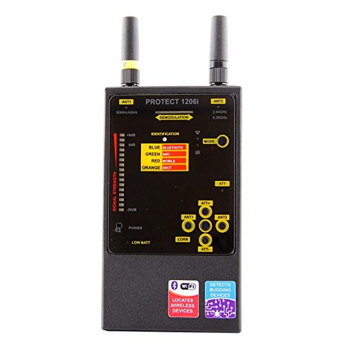Protect 1206I Handheld Rf Detector & Camera Finder   Hidden Devices Detector To Find A Digital Or Analog Signal   Wireless Electronic Anti Spy Detector   Dual Antennas With A Wide Frequency Range