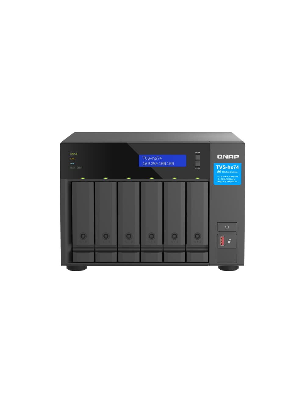 Qnap Tvs H674 I5 32G Us 6 Bay High Speed Desktop Nas With 12Th Gen Intel Core Cpu, Up To 64Gb Ddr4 Ram, 2.5 Gbe Networking And P