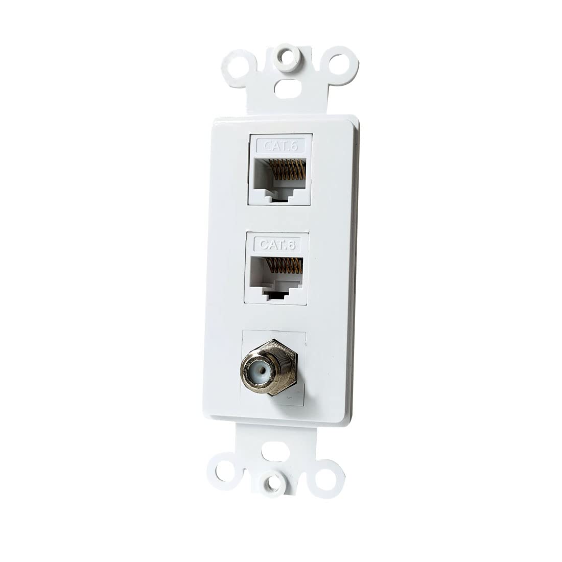 Bupldet 2 Ethernet 1 Coax Decora Wall Plate Insert   Dual Cat6 Rj45 And Single Coaxial Keystone Insert For Midsize/Oversize Face