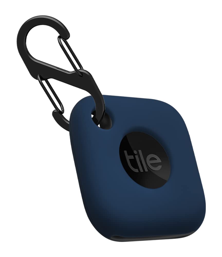 Geiomoo Silicone Case For Tile Mate 2022 Tracker, Soft Flexible Scratch Resistant Cover With Carabiner (Navy Blue)
