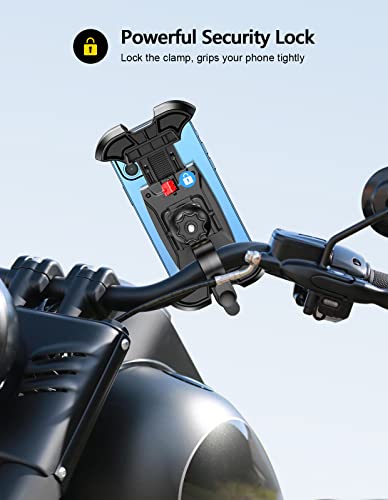 Viccux Motorcycle Phone Mount, Upgrade [Never Fall Off] [0 Shake] Bike Phone Mount, [3S Put & Take] 360 Rotatable Phone Holder F