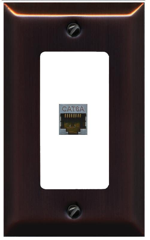 Riteav Cat 6A 1 Port Shielded Cat6A Wall Plate 1 Gang Decorative   1 Gang [Bronze/White]
