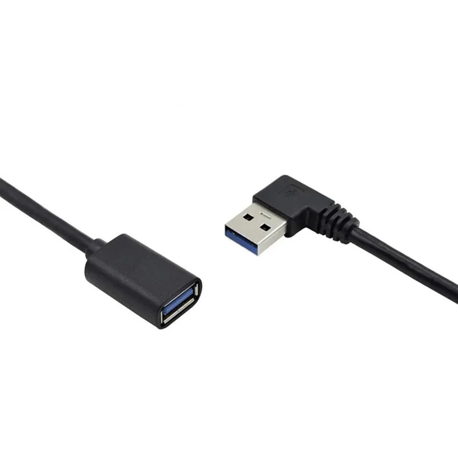 Alinna Usb 3.0 Extension Cable, 90 Degree Left Angle Black Usb 3.0 Male To Female Extender Cord For Computer, Tablet, Television, Projector, Printer, Flash Drive, Usb Keyboard, Gamepad 30Cm